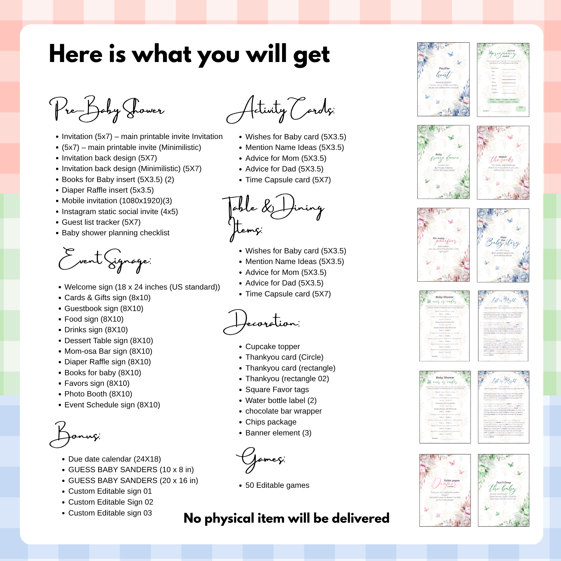 Baby Shower Printables
